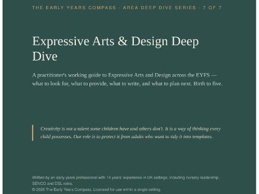 Expressive Arts & Design Deep Dive — Complete EYFS Practitioner Guide (0-5) + 2 Posters