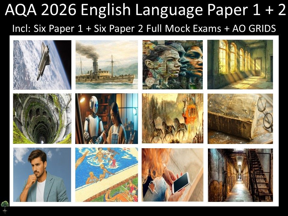 Twelve AQA 2026 GCSE English Language Paper 1 + 2 Mocks | AO GRIDS