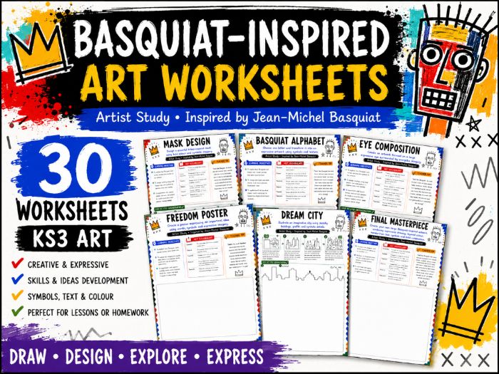 Jean-Michel Basquiat Art Worksheets | 30 KS3 Artist Study Activities | Cover Lessons