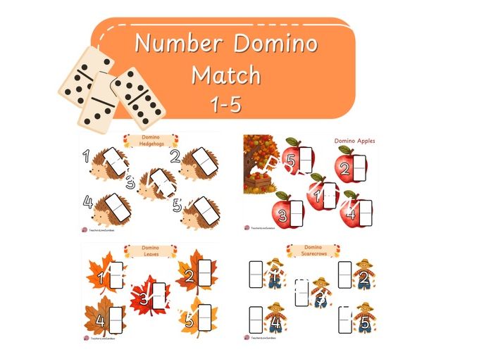 Autumn Dominoes Number Match 1-5