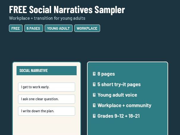 FREE Social Narratives Sampler | Workplace + Transition