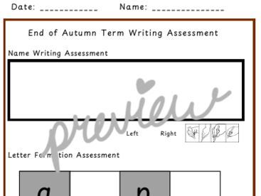 Reception Autumn Term Writing Assessment