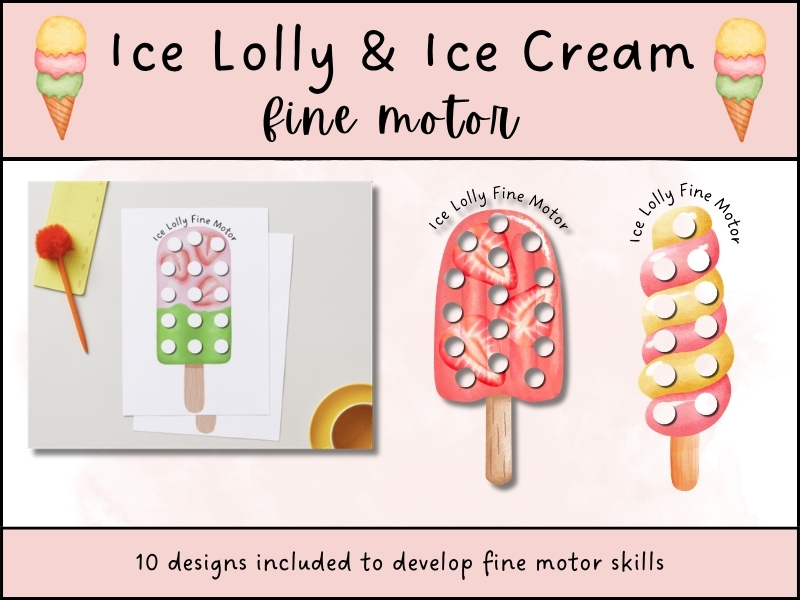 Summer Ice Cream Fine Motor Activity EYFS