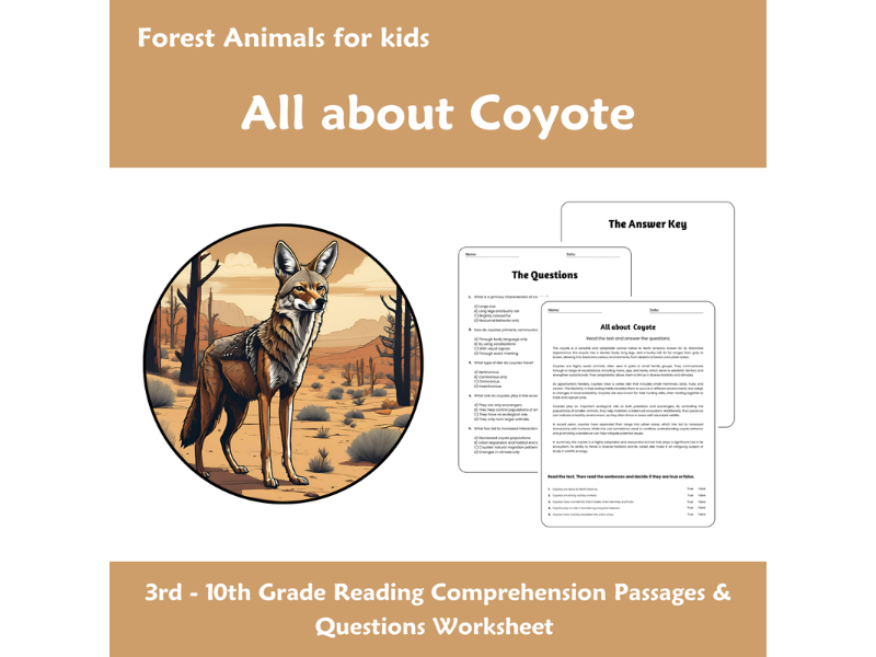 All About Coyotes - Reading Comprehension Passages & Questions ...