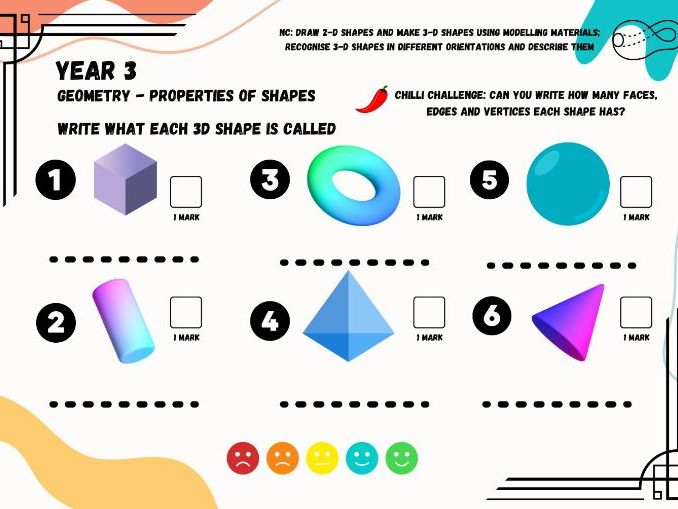 Properties Of 3D Shapes Worksheets And Answers YR 3 Teaching Resources
