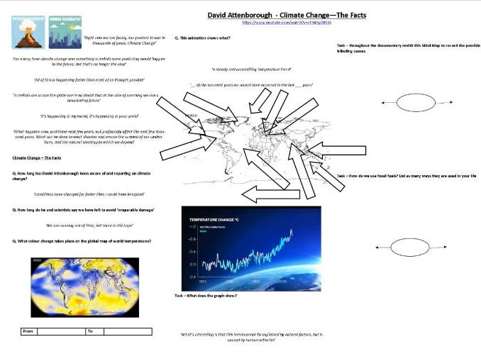 Climate Change, the Facts - Worksheet to support the BBC David Attenborough Documentary