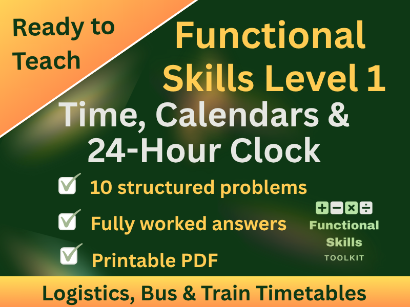 Functional Skills Time L1 Worksheet