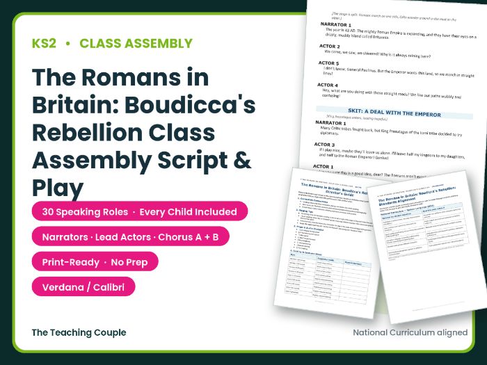 The Romans in Britain: Boudicca's Rebellion Class Assembly Script | Years 4–7