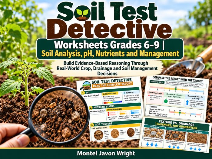 Soil Testing Worksheets Grades 6–9 | Soil pH, Nutrients, Texture & Drainage