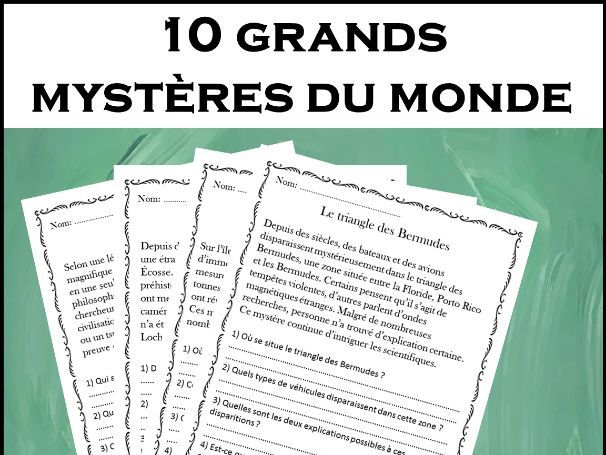 C. de lecture - 10 grands mystères du monde / French Reading comprehension