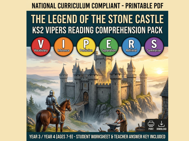 KS2 VIPERS Reading Comprehension: The Legend of the Stone Castle (Printable PDF)