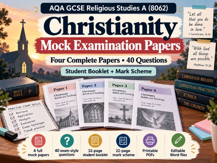 AQA GCSE Religious Studies Christianity Beliefs & Practices Mock Papers + Mark Schemes | 2026+