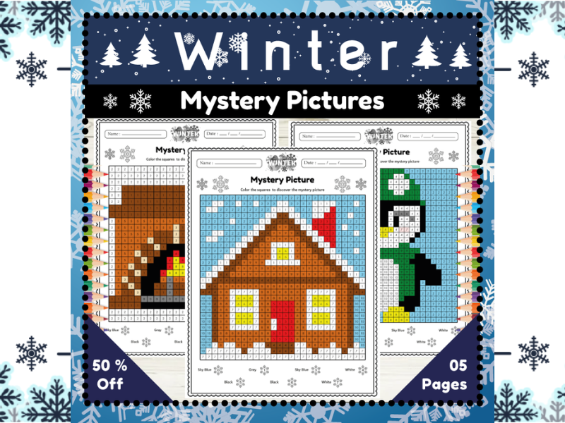 Winter Mystery Pictures : Winter Math Activities Printabe for K - 2 Grades