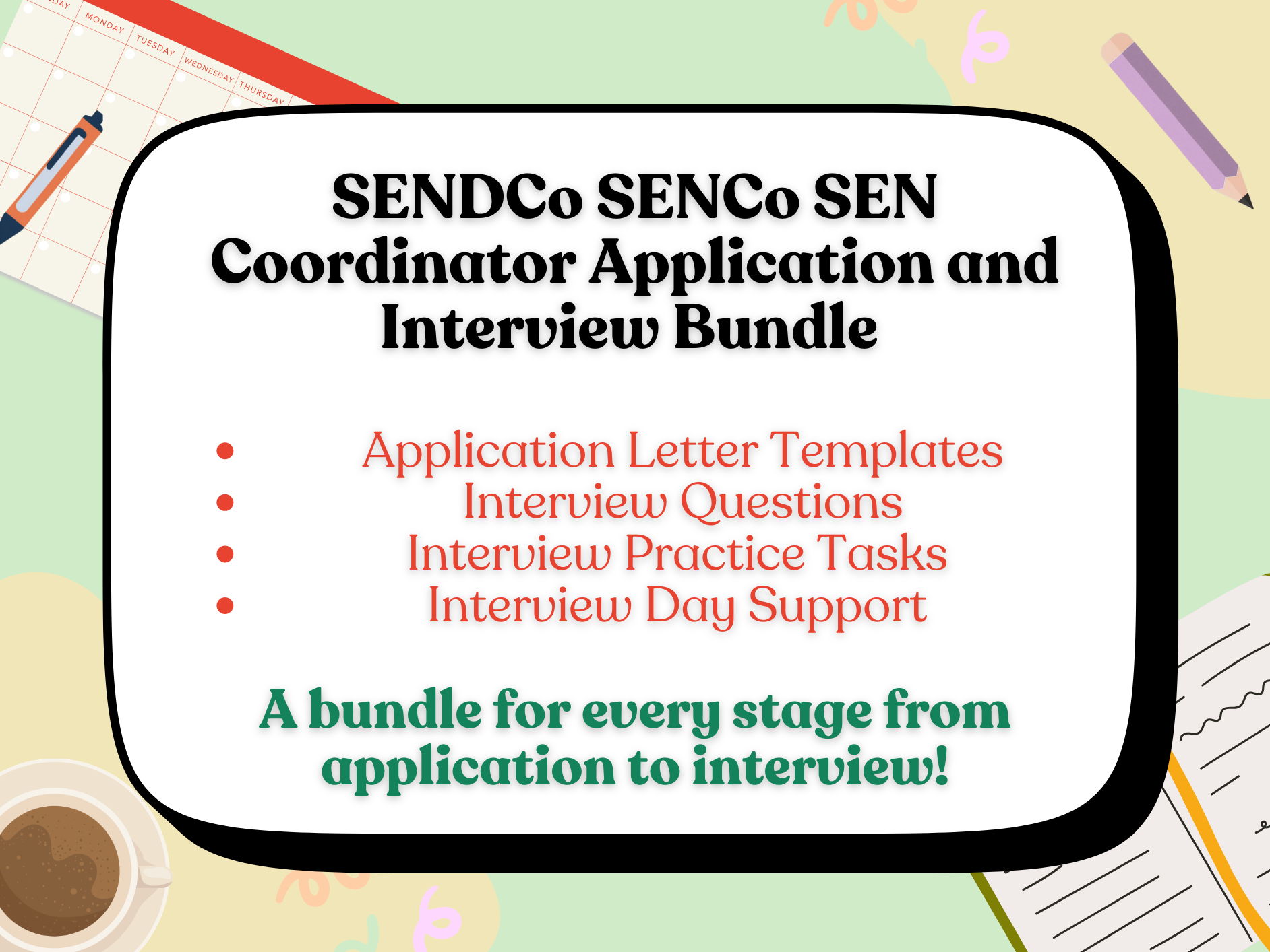 Ultimate SENDCo SENCo SEN Coordinator Application and Interview Bundle - SENDCo SENCo SEN Coordinator Application and Interview Bundle - Letters, Questions, Tasks & Answers