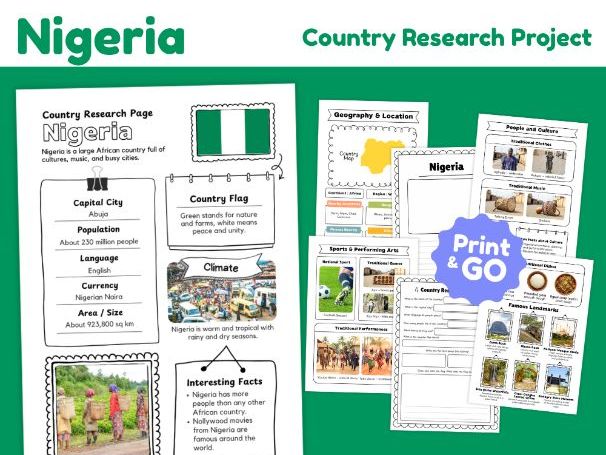 Nigeria Country Study Worksheets | Geography & Culture