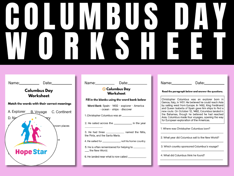 Columbus Day Worksheet