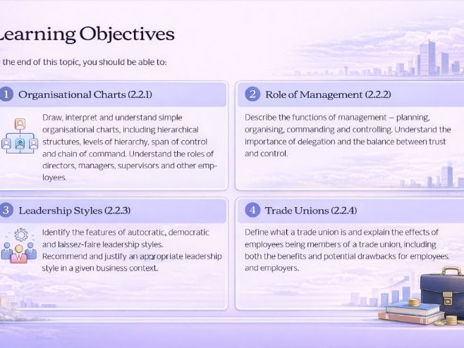 iGCSE Business - 2.2 Organisation and Management