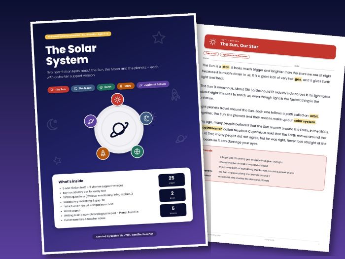 Solar System KS2 Reading Comprehension Pack