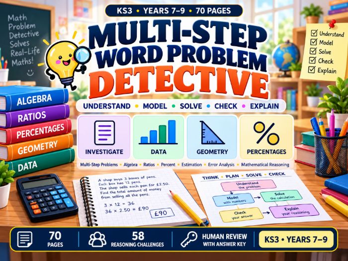 Multi-Step Word Problem Detective  KS3 Maths Reasoning  70 Pages