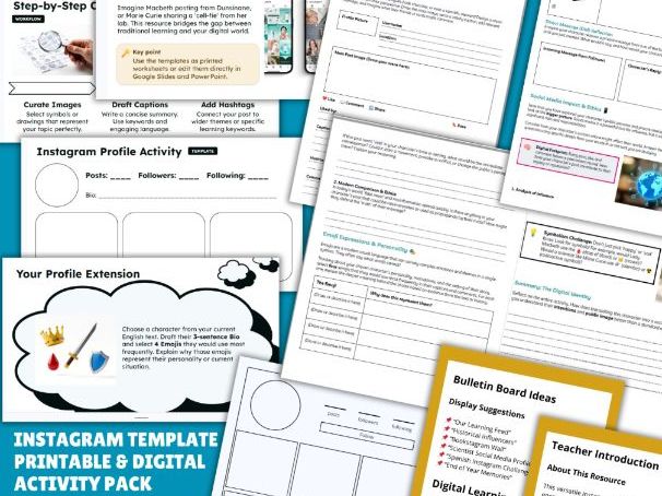 Instagram Template Printable & Digital Activity Pack Google Slides + PowerPoint