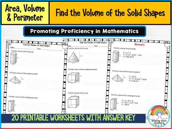 Find the Volume of Solid Shapes – Worksheets & Practice Activities