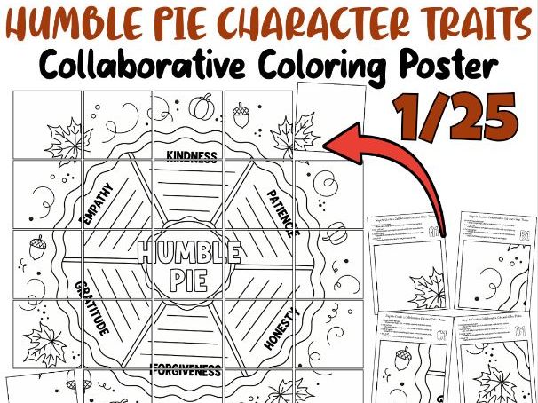 Humble Pie Character Traits Collaborative Poster | SEL Gratitude Activity