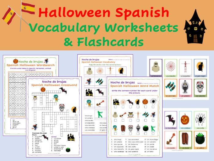 Spanish Halloween Vocabulary Worksheets