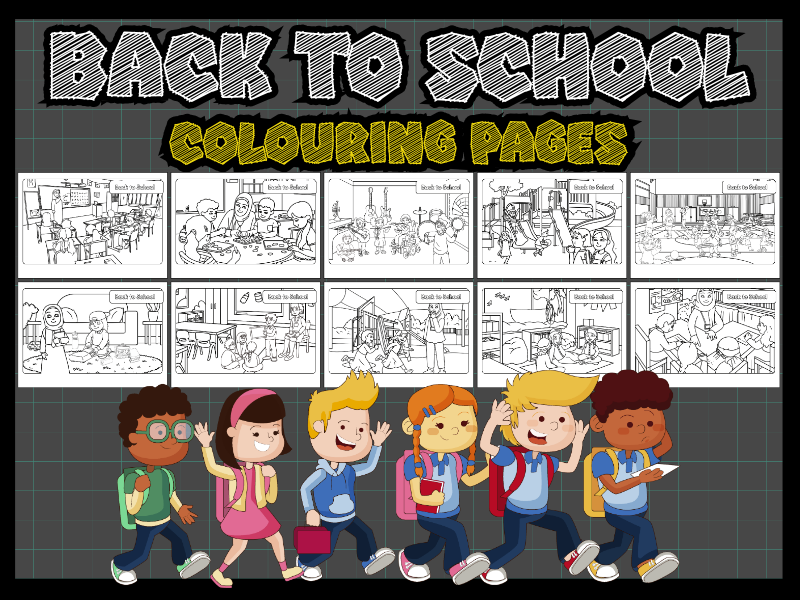 Back to School Coloring Pages - First Day Activities Printable Worksheets part 2