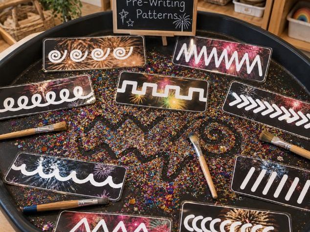 Firework Pre-Writing Pattern Mats | EYFS Fine Motor & Bonfire Night Tuff Tray
