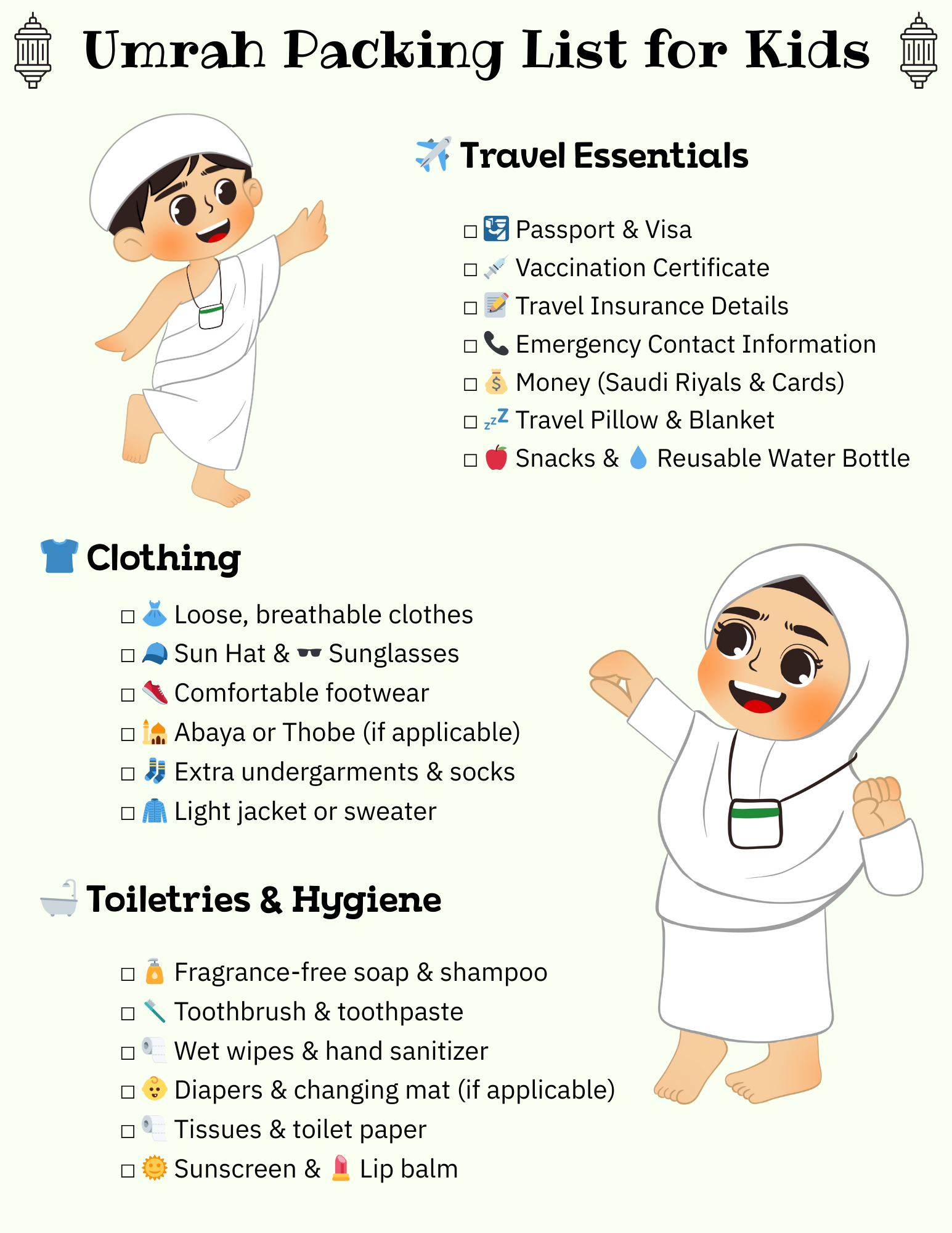 Umrah Checklist.pdf umrah packing list for kids printable - umrah checklist with kids ...