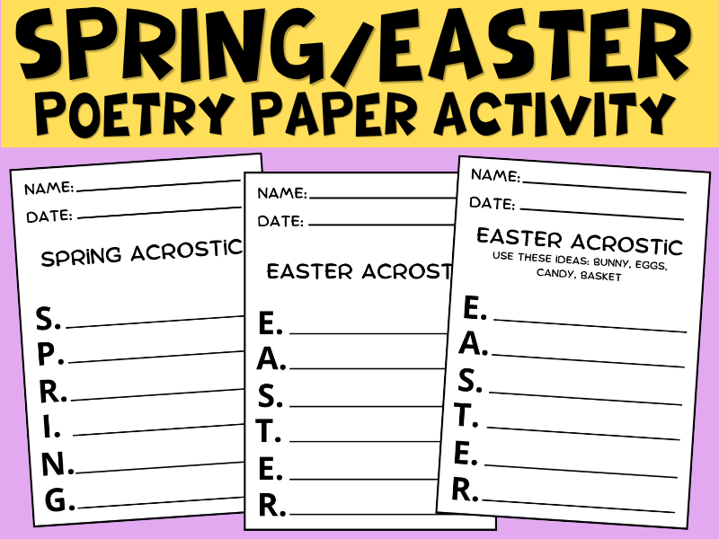 Spring & Easter Poetry Activity  | Acrostic & Haiku Writing Sheets