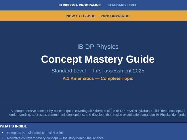 IB Physics SL A.1 Kinematics Concept Mastery Guide | New 2025 Syllabus | First Assessment 2025