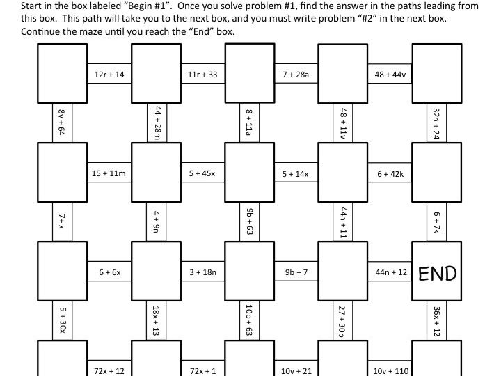 Distributive Property No Negatives - 2 Mazes