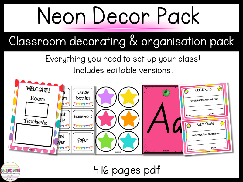 Neon Bulletin Board Set – Classroom Organisation & Display Kit