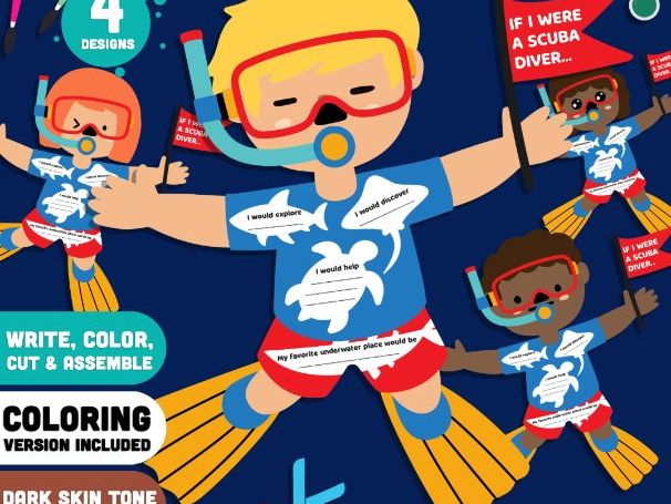 Scuba Diver Writing Craft, If I Were a Scuba Diver Activity, Ocean Writing Project