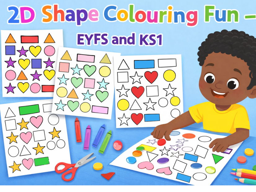 2D Shape Colouring Fun EYFS and KS1
