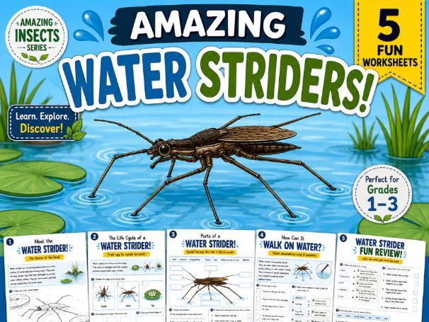Amazing Water Striders |Life Cycle, Adaptations, Surface Tension, Anatomy Ages 6-10