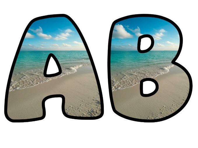 Beach White Sand Clear Waters Classroom Display | Lettering Set | Upper & Lowercase, 0-9 and Signs
