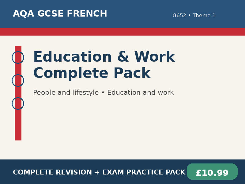 AQA GCSE French 8652 - Education & Work Complete Revision & Exam Practice Pack