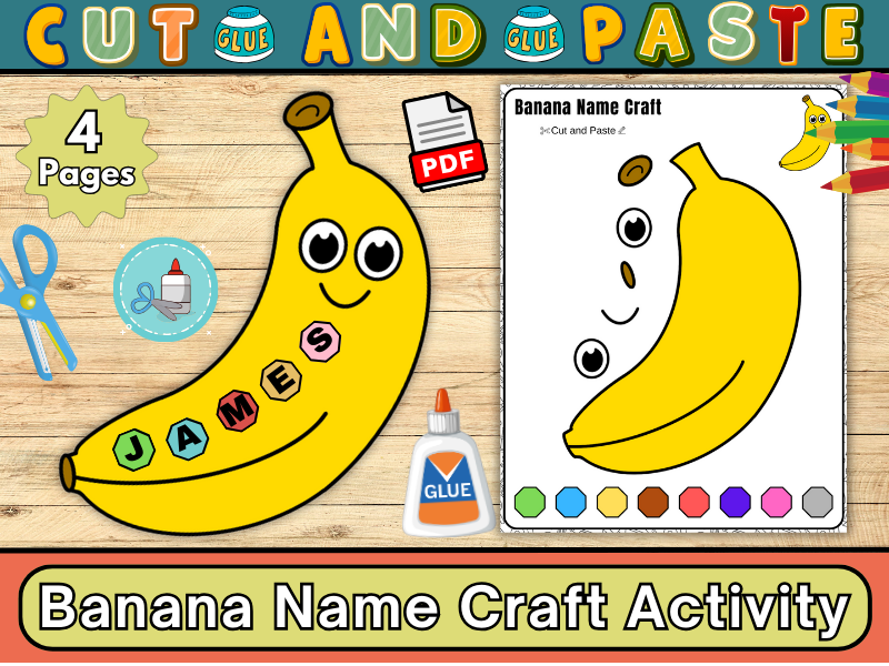 Banana Name Craft Activity-Back to School Bulletin Board-Cut & Paste Activities