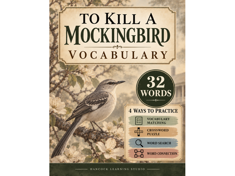 To Kill a Mockingbird Vocabulary: Matching, Crosswords, Word Searches & Connecting Walls
