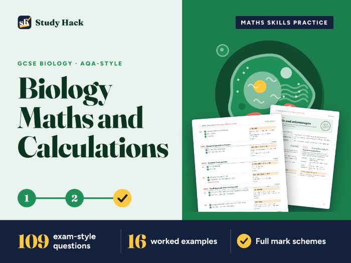 GCSE Biology Maths and Calculations: 109 Questions, Worked Examples and Mark Schemes (AQA-style)