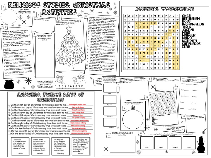 Christmas Activities: Religious Studies (Updated)