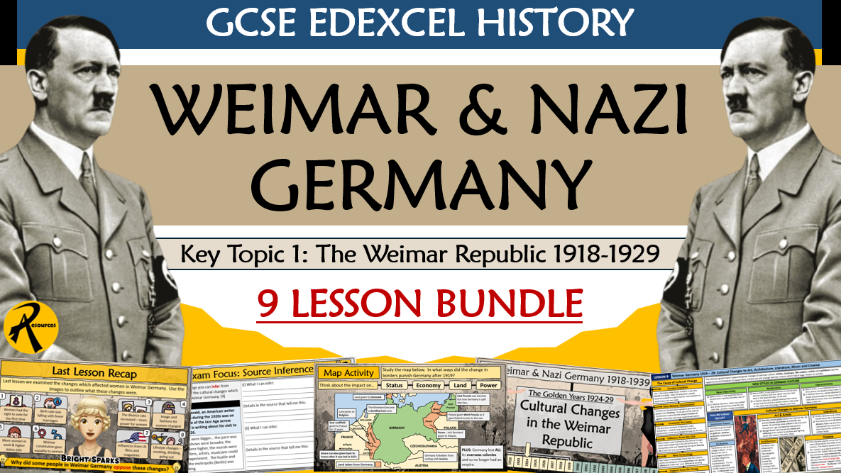 GCSE History - Edexcel Weimar and Nazi Germany Unit/Key Topic 1 Bundle - 9 lessons.