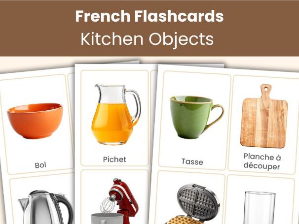 French Kitchen Objects Flashcards | 56 Real Photo Vocabulary Cards