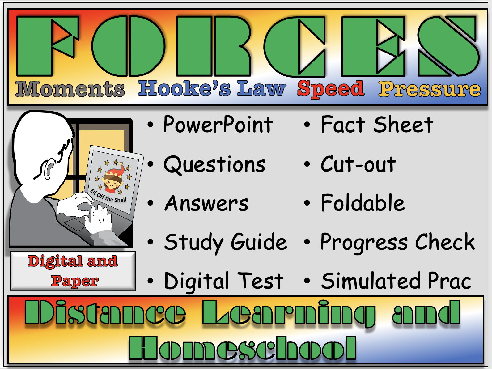 Forces - Moments, Speed, Pressure , Hooke’s Law Explained 4 Lessons Distance Learning and Homeschool Module for KS3