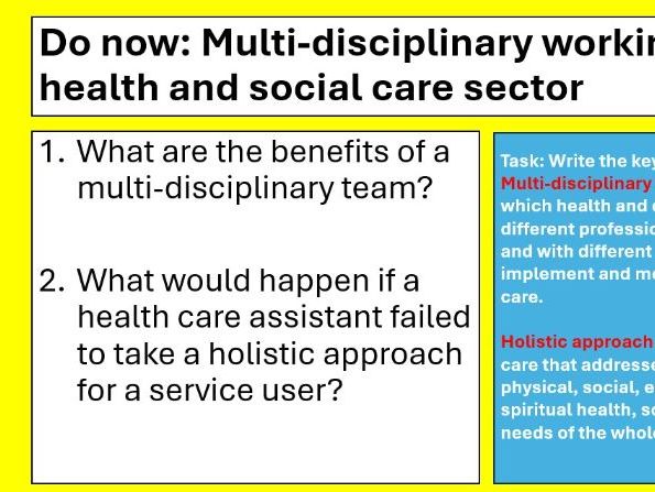 BTEC National Health and Social Care Level 3, Unit 2 Working in Health and Social CareLESSON12
