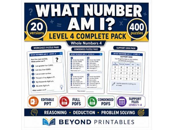 What Number Am I? Level 04: Digit Relationships | 20-Version Bundle