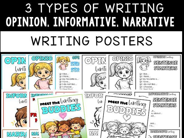 Kindergarten to Grade 2 Writing Posters. Opinion, Informative, Narrative Skills
