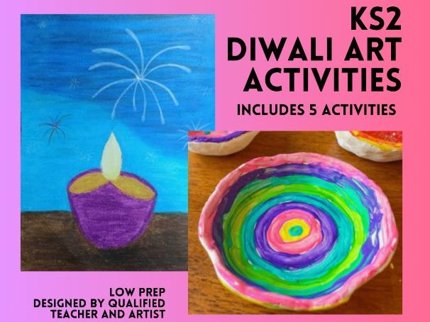 Diwali Art Pack KS2 & Grades 3-5, 5 Art Lessons, Festival of Lights Elementary Art